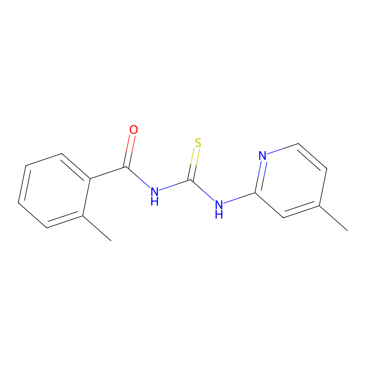 2-methyl-N-[(4-methylpyridin-2-yl)carbamothioyl]benzamide molecular structure, CAS 333740-39-9