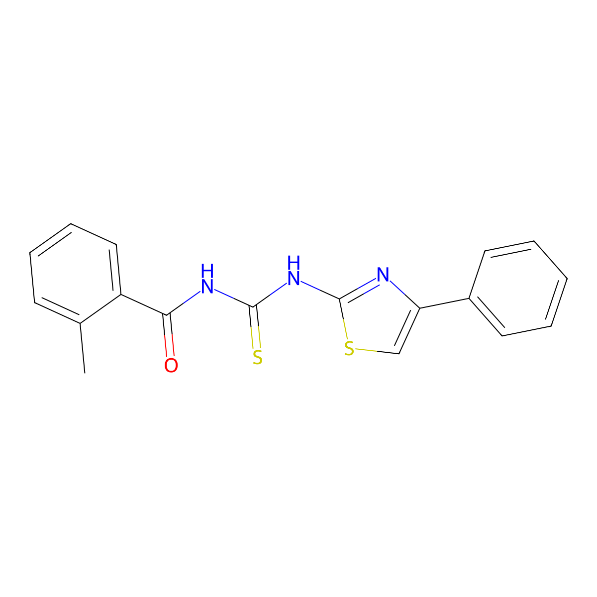 2-methyl-N-[(4-phenyl-1,3-thiazol-2-yl)carbamothioyl]benzamide molecular structure, CAS 333740-52-6