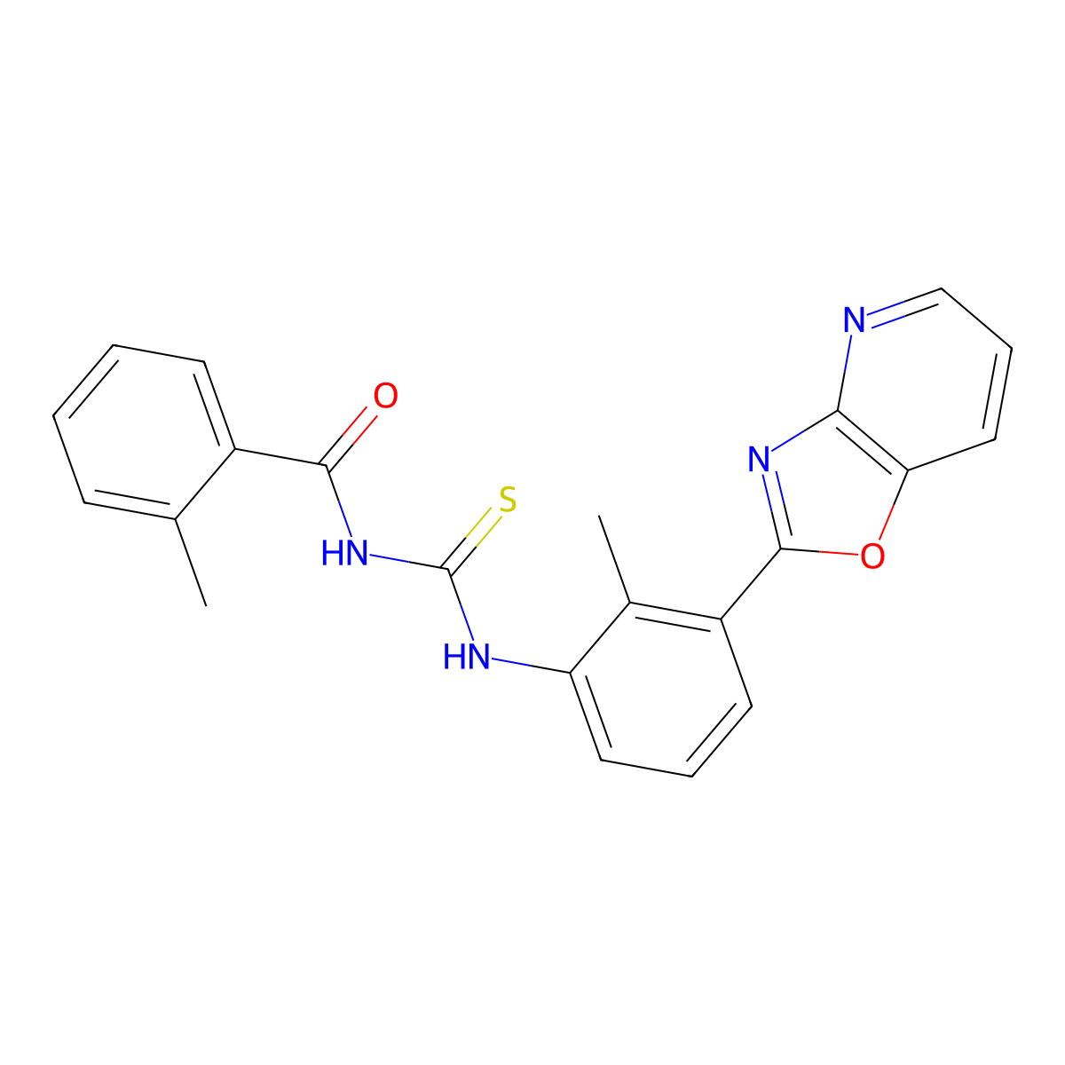2-methyl-N-[[2-methyl-3-([1,3]oxazolo[4,5-b]pyridin-2-yl)phenyl]carbamothioyl]benzamide molecular structure, CAS 333740-61-7
