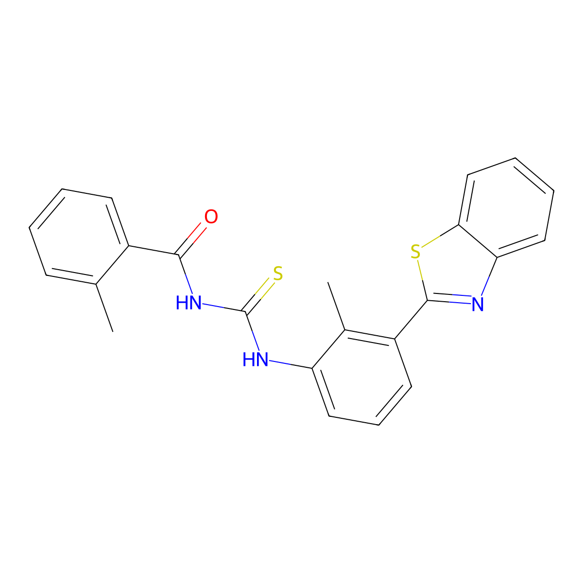 N-[[3-(1,3-benzothiazol-2-yl)-2-methylphenyl]carbamothioyl]-2-methylbenzamide molecular structure, CAS 333740-62-8