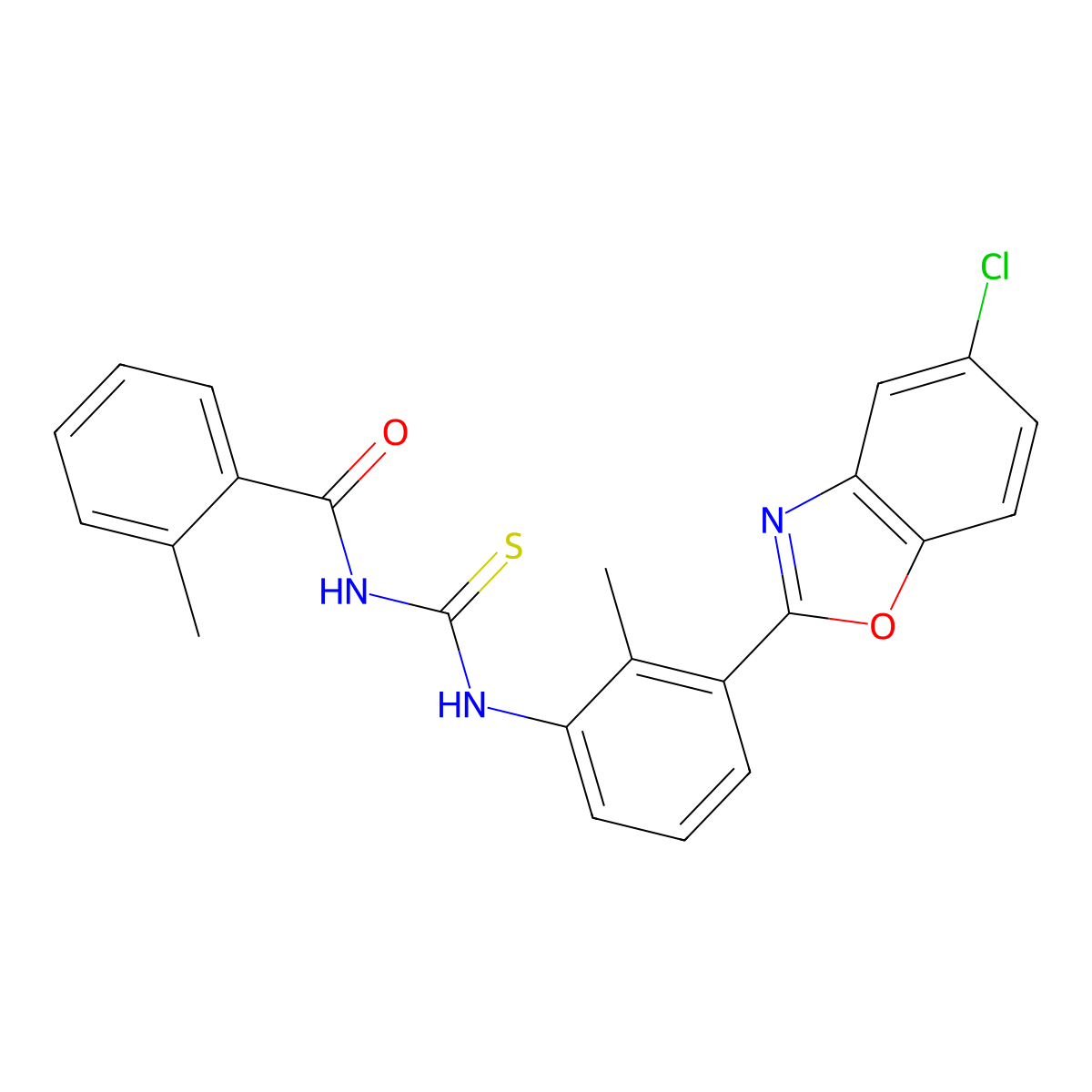 N-[[3-(5-chloro-1,3-benzoxazol-2-yl)-2-methylphenyl]carbamothioyl]-2-methylbenzamide molecular structure, CAS 333740-63-9