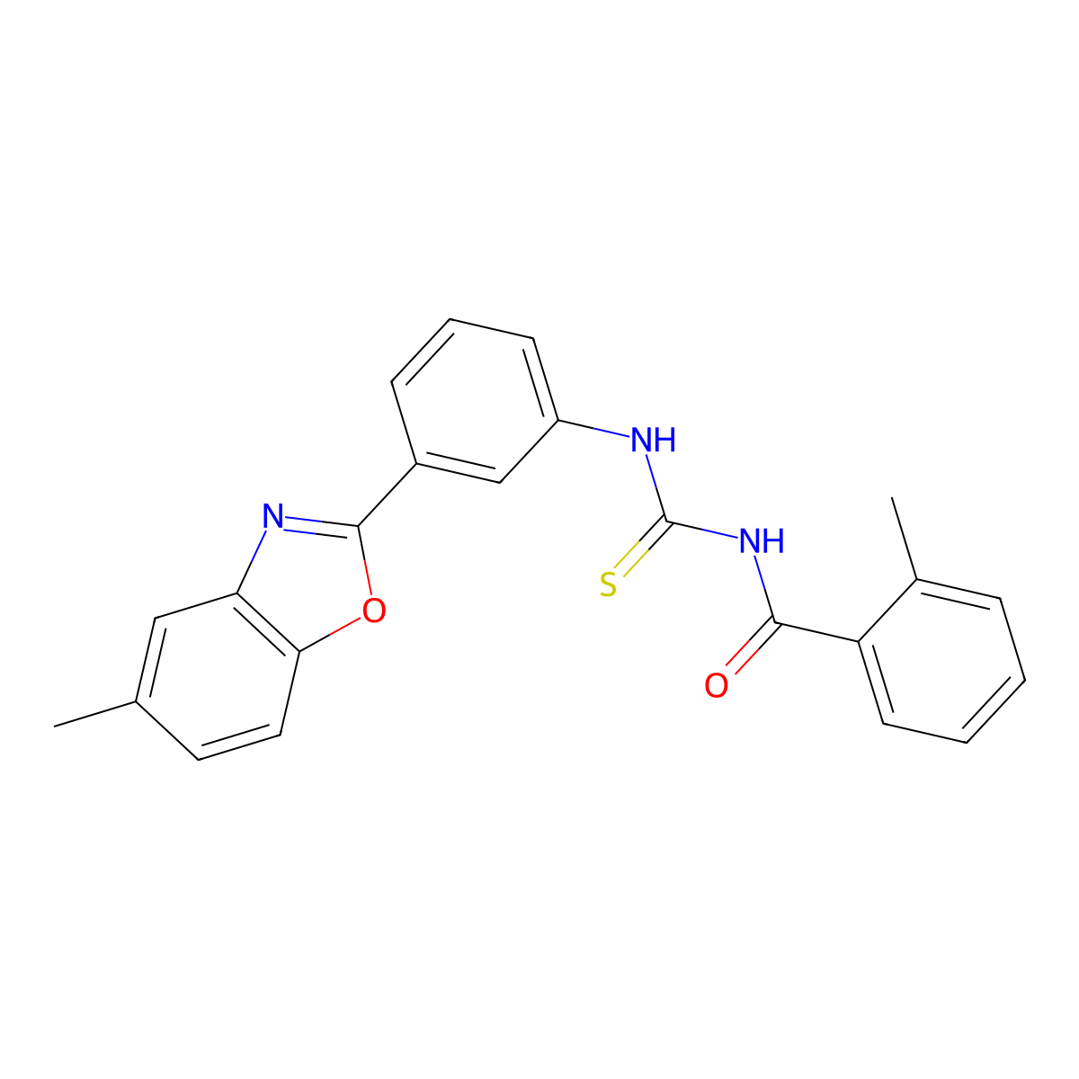 N-[3-(5-methyl-1,3-benzoxazol-2-yl)phenyl]-N'-(2-methylbenzoyl)thiourea molecular structure, CAS 333740-65-1