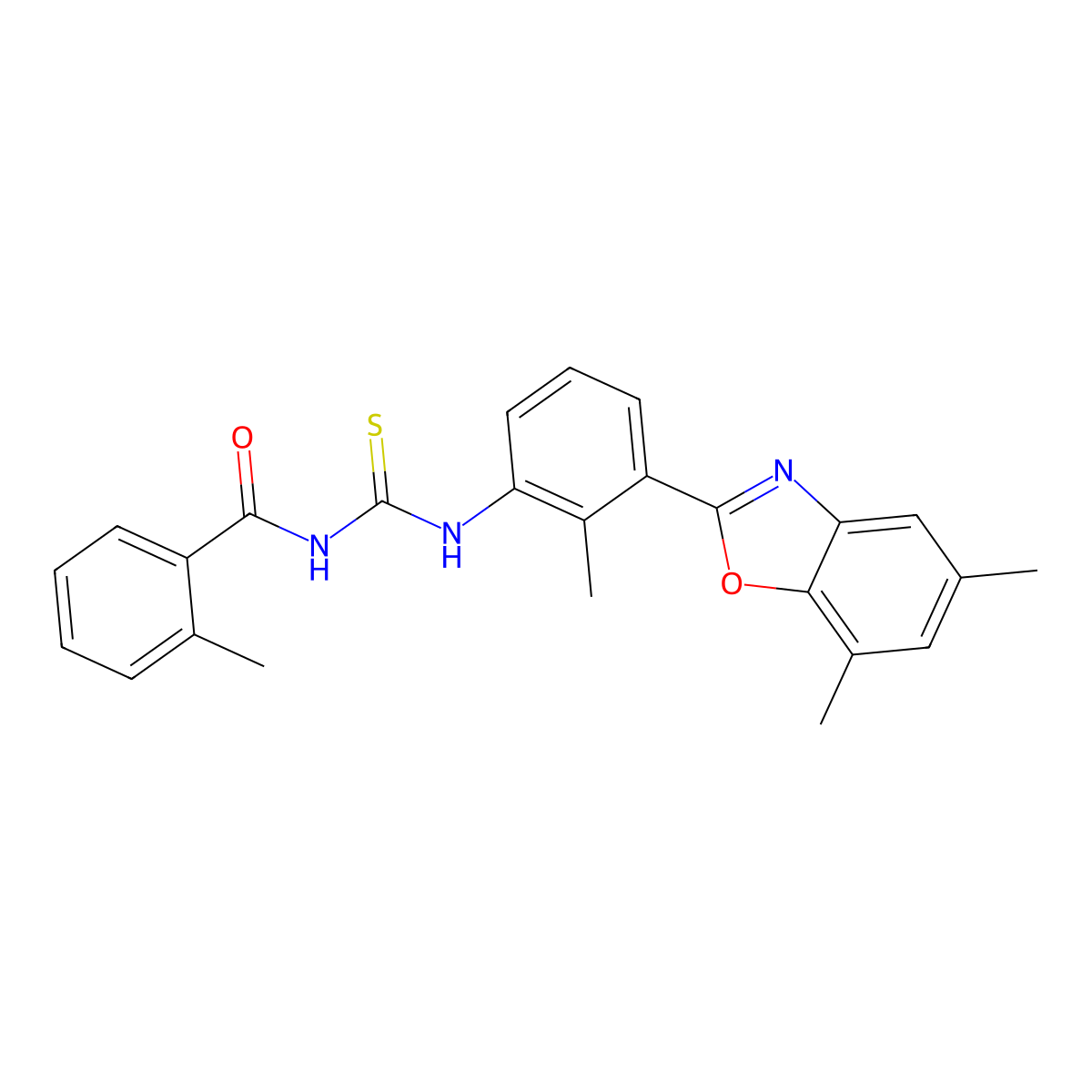 N-[[3-(5,7-dimethyl-1,3-benzoxazol-2-yl)-2-methylphenyl]carbamothioyl]-2-methylbenzamide molecular structure, CAS 333740-66-2