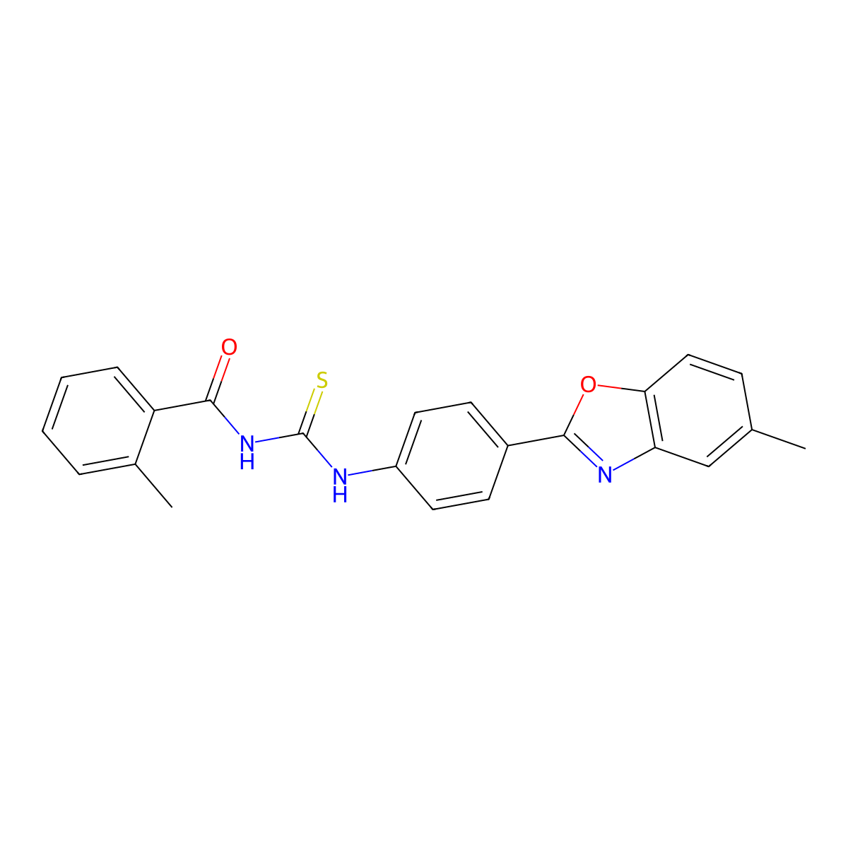 2-methyl-N-[[4-(5-methyl-1,3-benzoxazol-2-yl)phenyl]carbamothioyl]benzamide molecular structure, CAS 333740-71-9