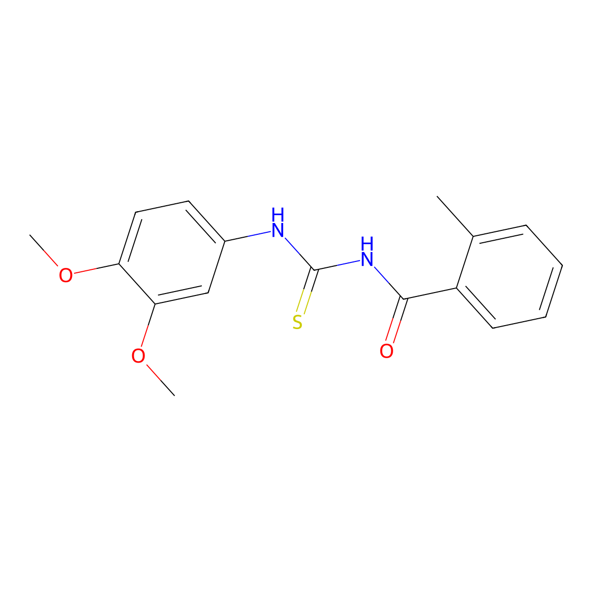 N-[(3,4-dimethoxyphenyl)carbamothioyl]-2-methylbenzamide molecular structure, CAS 333740-94-6