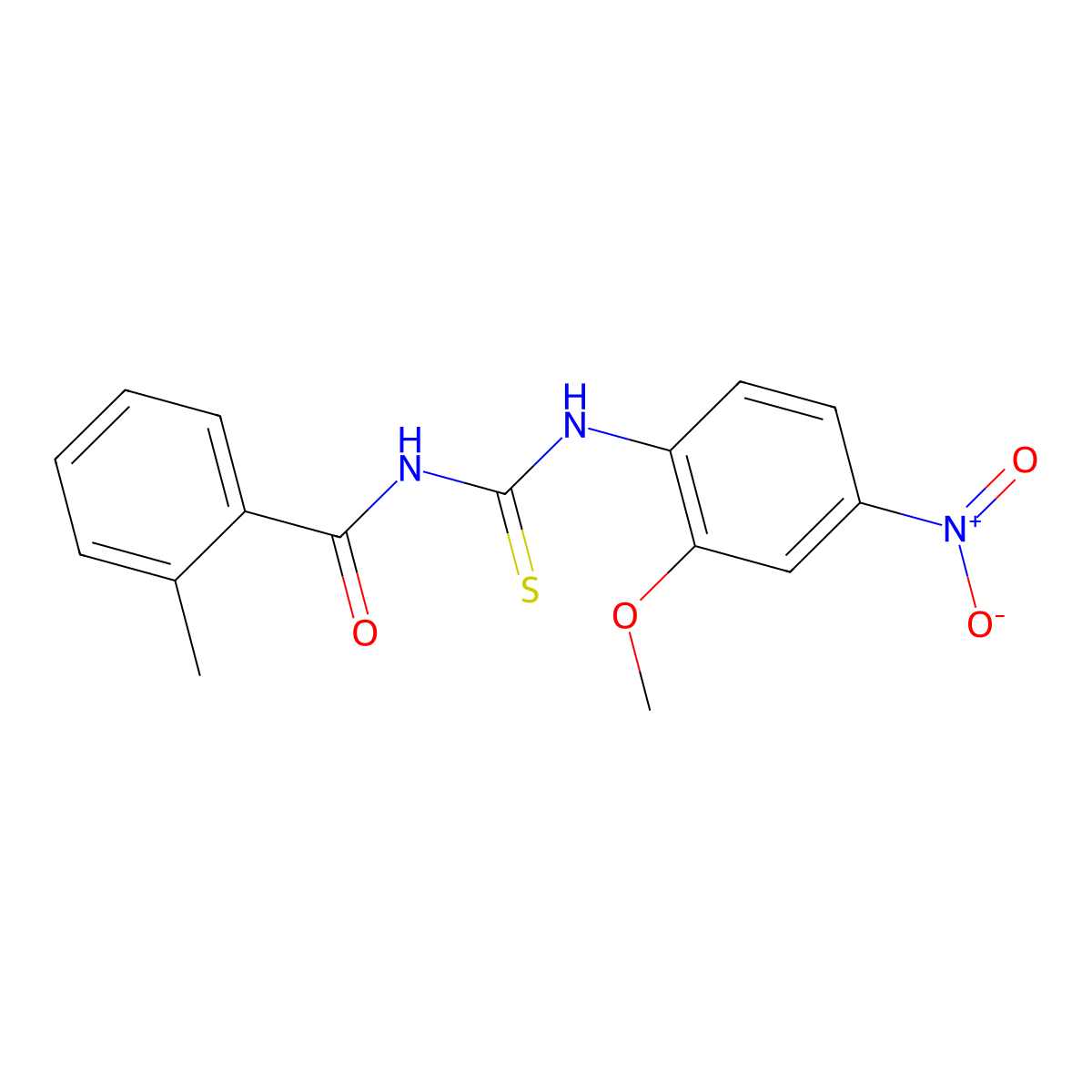N-[(2-methoxy-4-nitrophenyl)carbamothioyl]-2-methylbenzamide molecular structure, CAS 333741-05-2