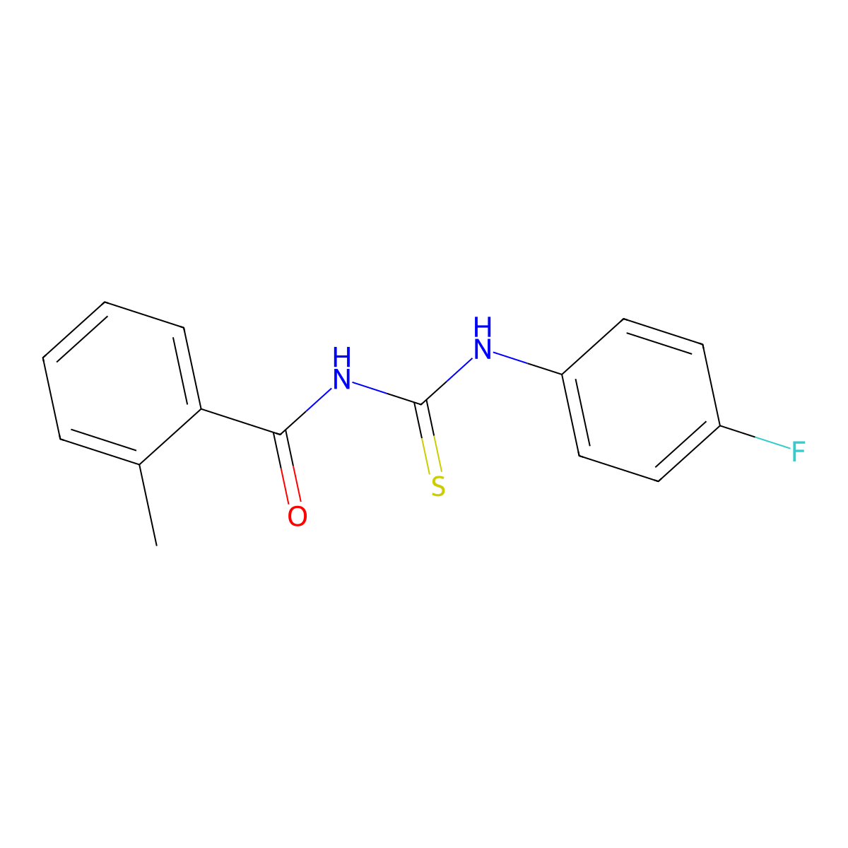 N-[(4-fluorophenyl)carbamothioyl]-2-methylbenzamide molecular structure, CAS 333741-08-5