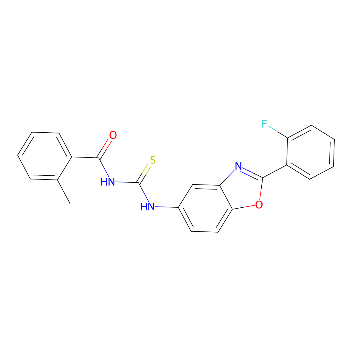 N-[[2-(2-fluorophenyl)-1,3-benzoxazol-5-yl]carbamothioyl]-2-methylbenzamide molecular structure, CAS 333741-14-3