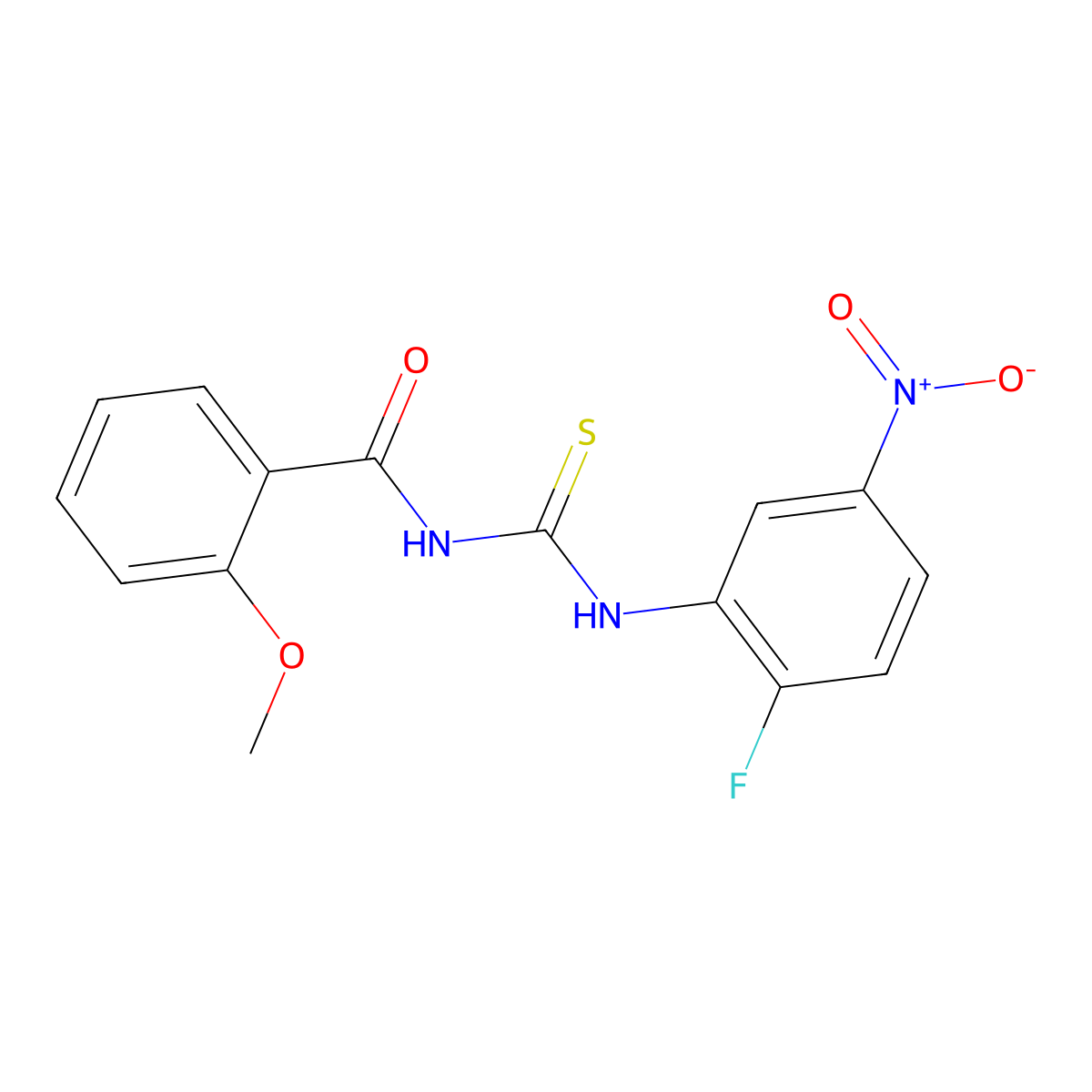 N-[(2-fluoro-5-nitrophenyl)carbamothioyl]-2-methoxybenzamide molecular structure, CAS 333741-17-6