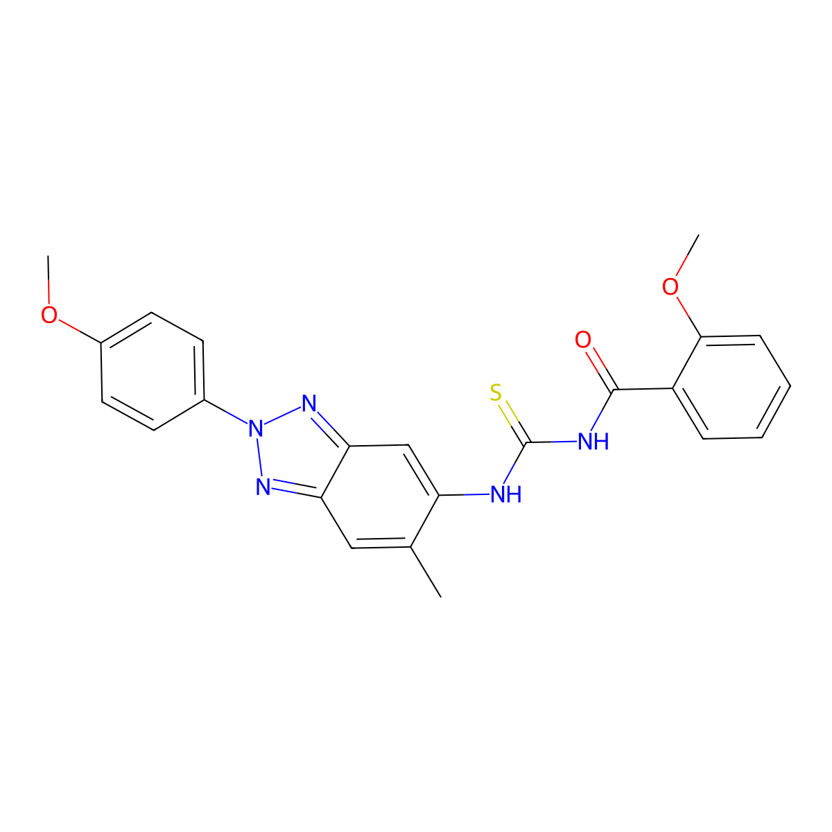 2-methoxy-N-[[2-(4-methoxyphenyl)-6-methylbenzotriazol-5-yl]carbamothioyl]benzamide molecular structure, CAS 333741-22-3
