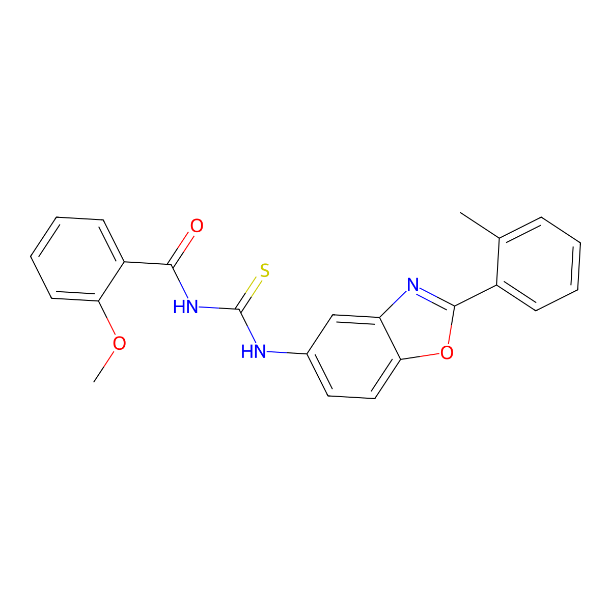 2-methoxy-N-[[2-(2-methylphenyl)-1,3-benzoxazol-5-yl]carbamothioyl]benzamide molecular structure, CAS 333741-28-9