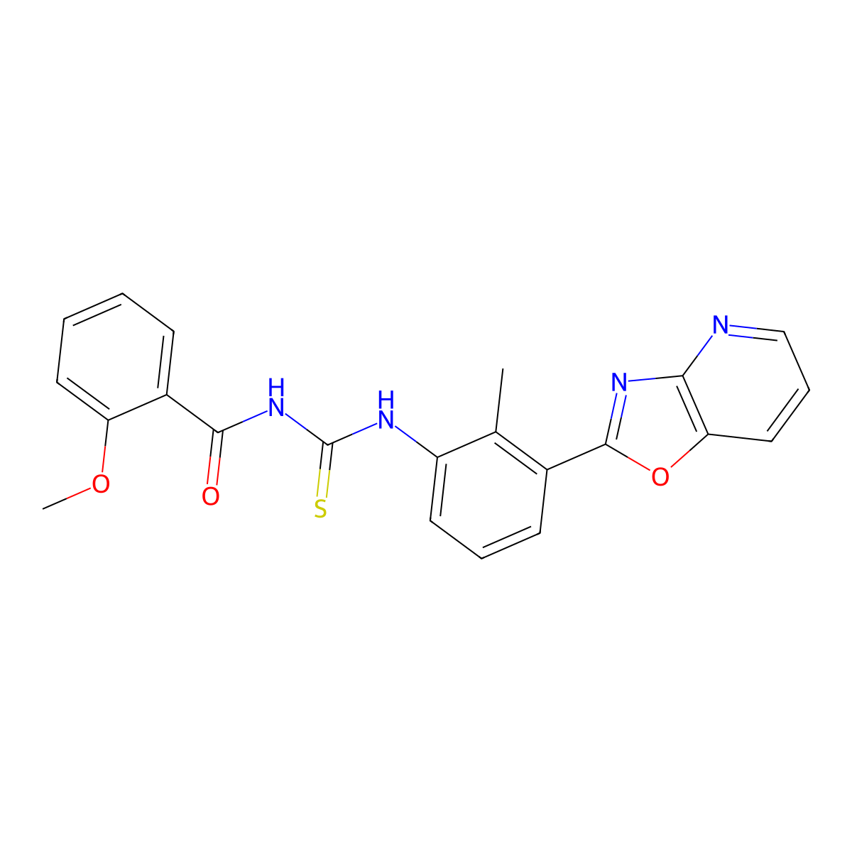 2-methoxy-N-[[2-methyl-3-([1,3]oxazolo[4,5-b]pyridin-2-yl)phenyl]carbamothioyl]benzamide molecular structure, CAS 333741-32-5