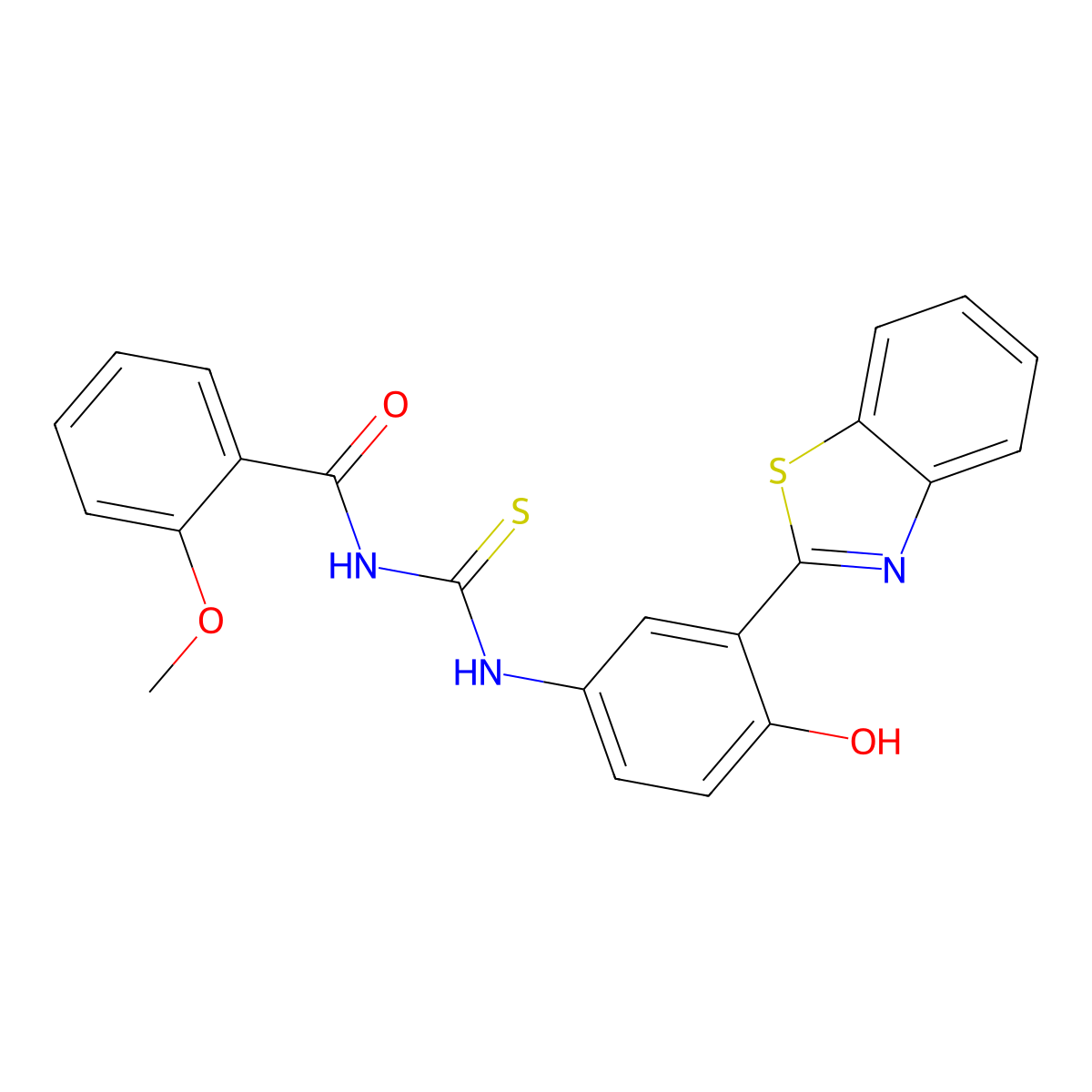 N-{[3-(1,3-benzothiazol-2-yl)-4-hydroxyphenyl]carbamothioyl}-2-methoxybenzamide molecular structure, CAS 333741-36-9