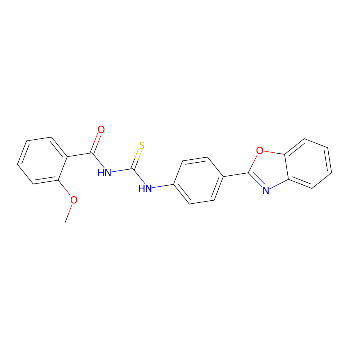 N-[4-(1,3-benzoxazol-2-yl)phenyl]-N'-(2-methoxybenzoyl)thiourea molecular structure, CAS 333741-38-1