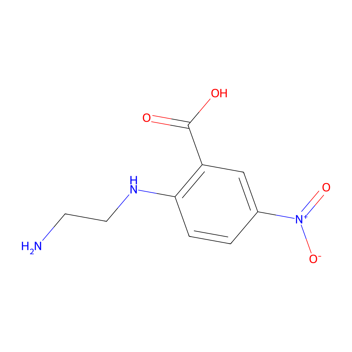 2-(2-Aminoethylamino)-5-nitrobenzoic acid molecular structure, CAS 333741-39-2