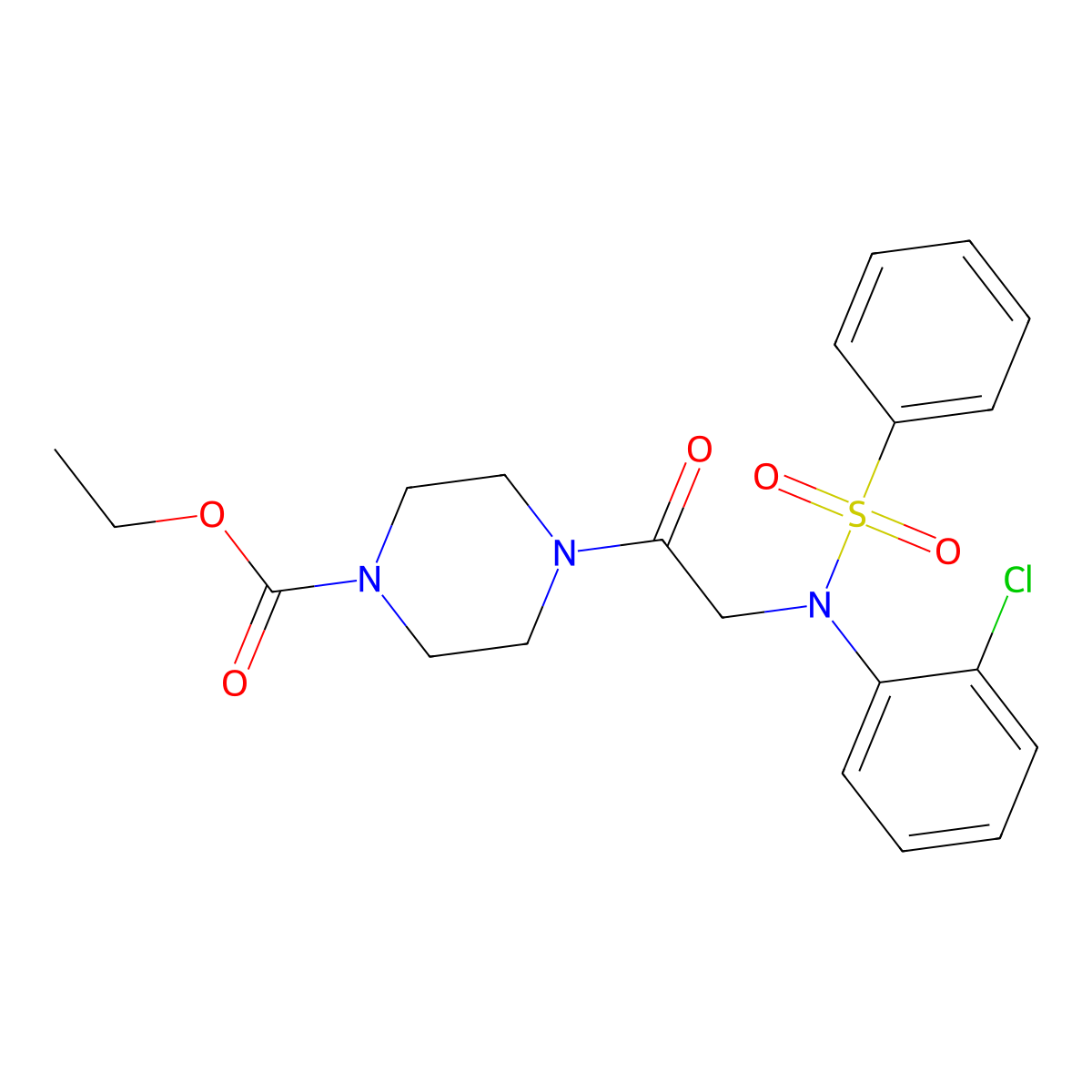 ethyl 4-[N-(2-chlorophenyl)-N-(phenylsulfonyl)glycyl]piperazine-1-carboxylate molecular structure, CAS 333741-62-1