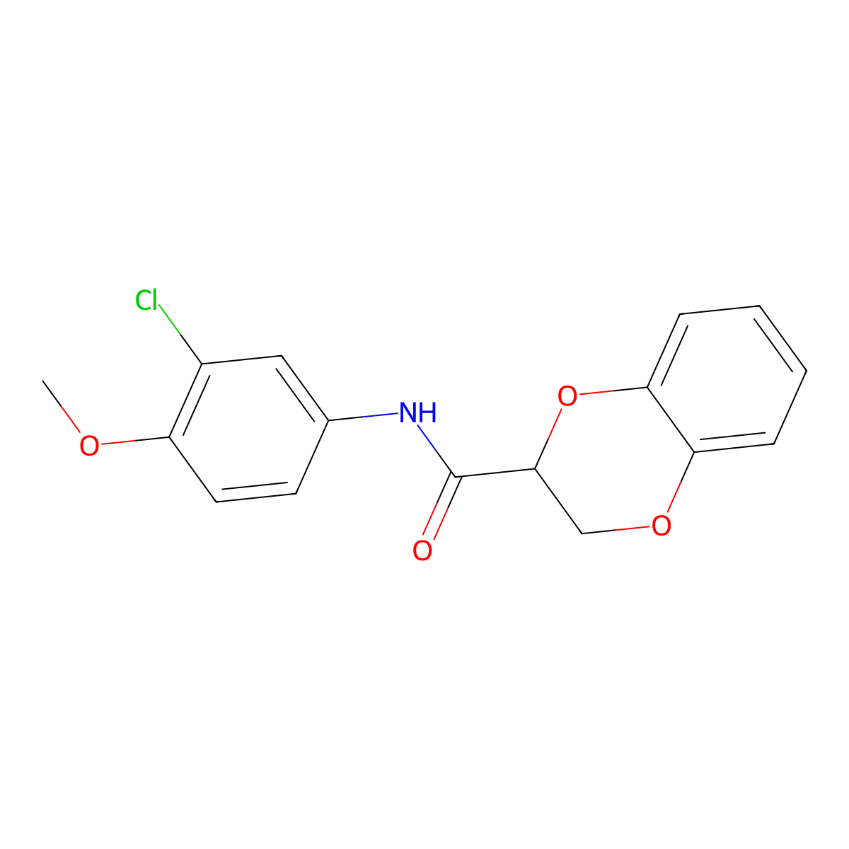 N-(3-chloro-4-methoxyphenyl)-2,3-dihydro-1,4-benzodioxine-2-carboxamide molecular structure, CAS 333741-63-2