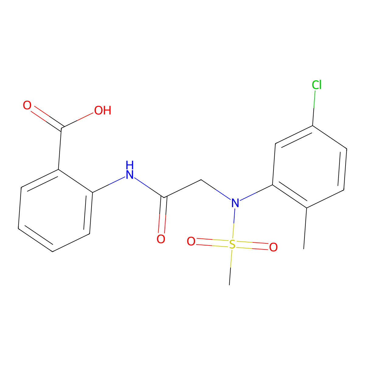2-({[5-Chloro-2-methyl(methylsulfonyl)anilino]acetyl}amino)benzoic acid molecular structure, CAS 333741-66-5