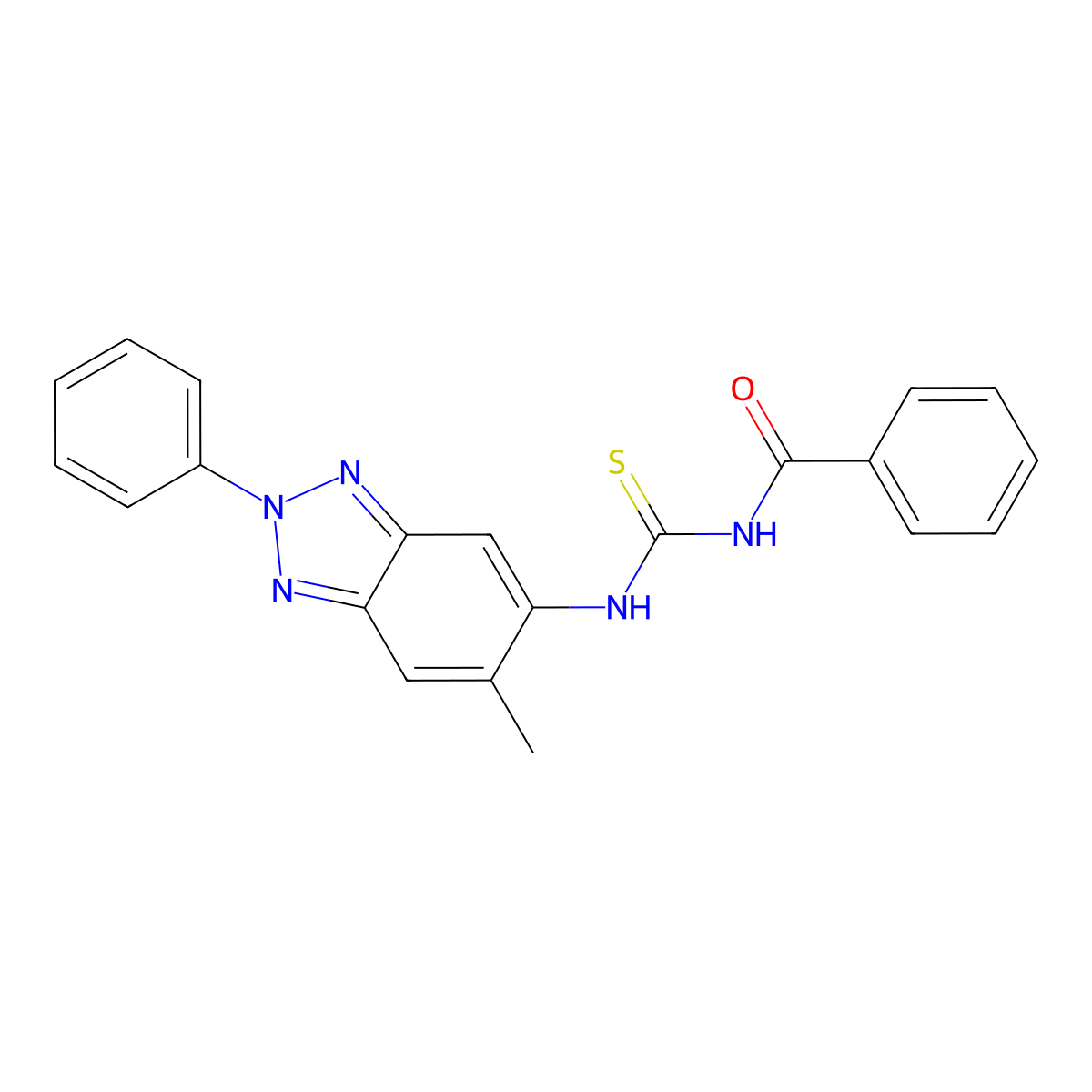 1-Benzoyl-3-(6-methyl-2-phenyl-2H-benzotriazol-5-yl)-thiourea molecular structure, CAS 333741-83-6