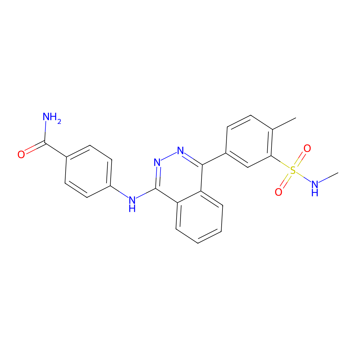 4-({4-[4-Methyl-3-(methylsulfamoyl)phenyl]phthalazin-1-yl}amino)benzamide molecular structure, CAS 333742-01-1