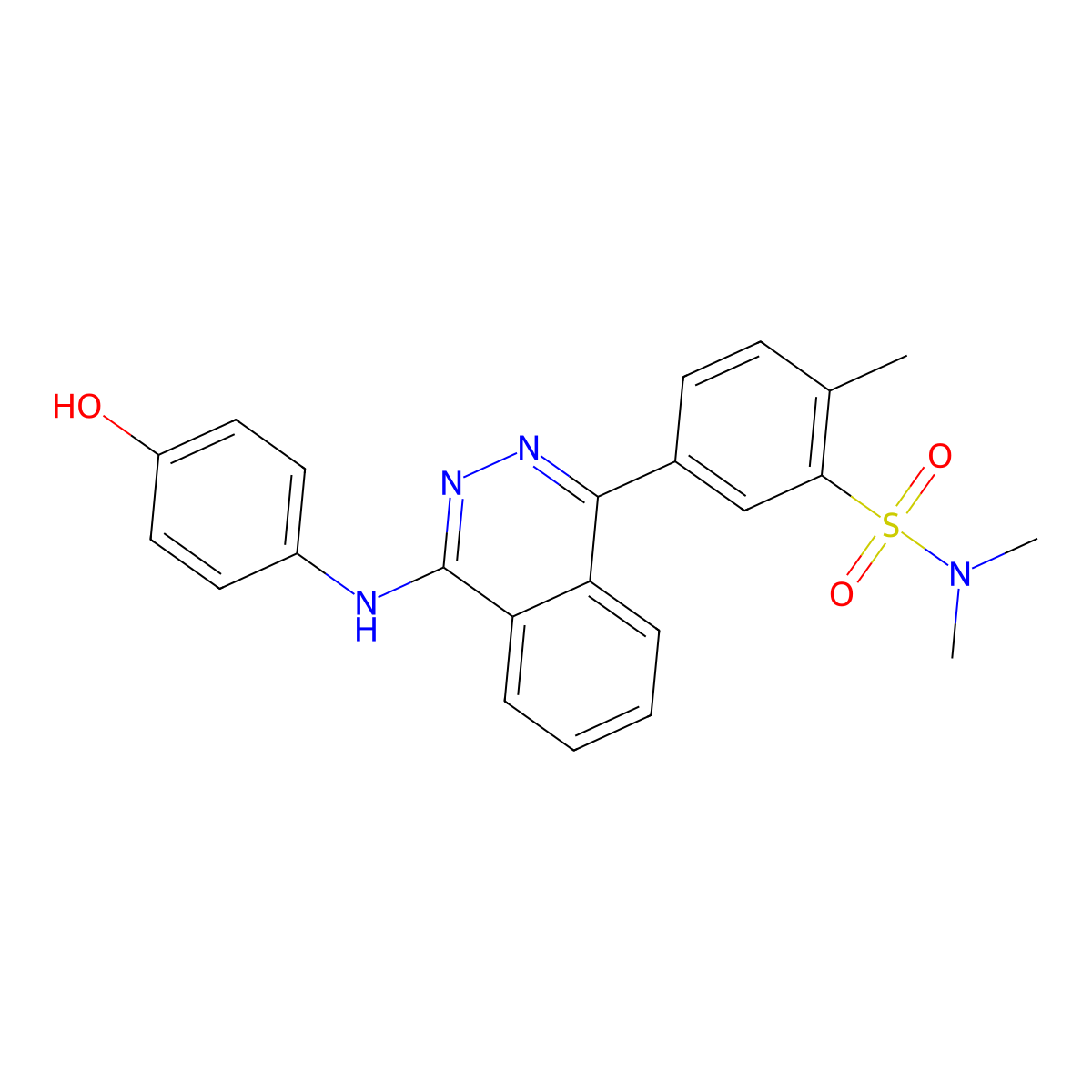 5-{4-[(4-hydroxyphenyl)amino]phthalazin-1-yl}-N,N,2-trimethylbenzenesulfonamide molecular structure, CAS 333742-20-4