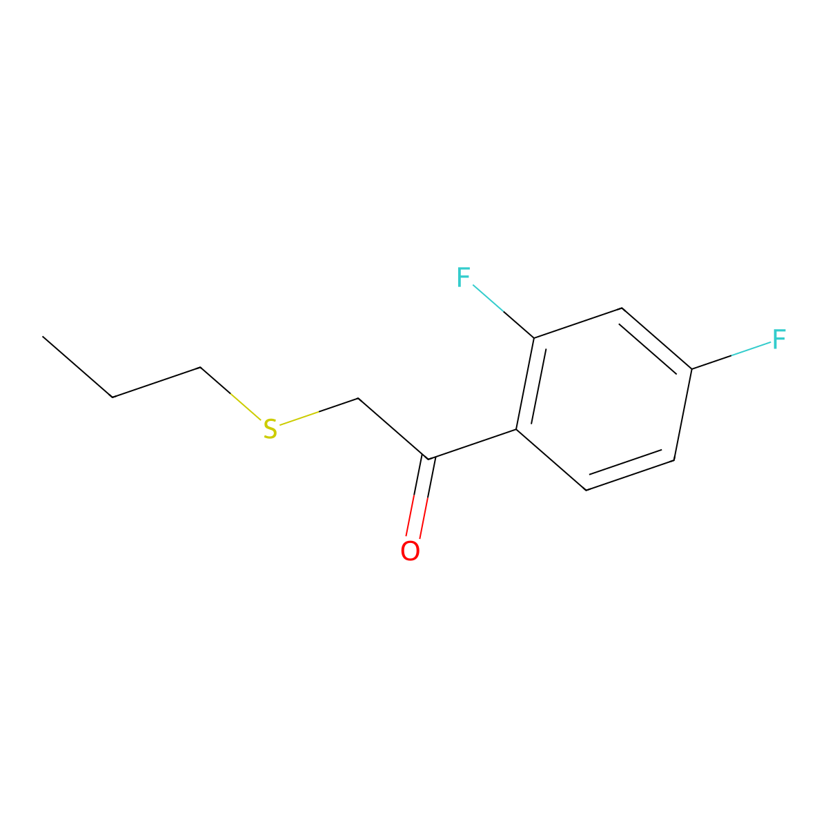 1-(2,4-Difluorophenyl)-2-(propylthio)ethan-1-one molecular structure, CAS 333744-26-6