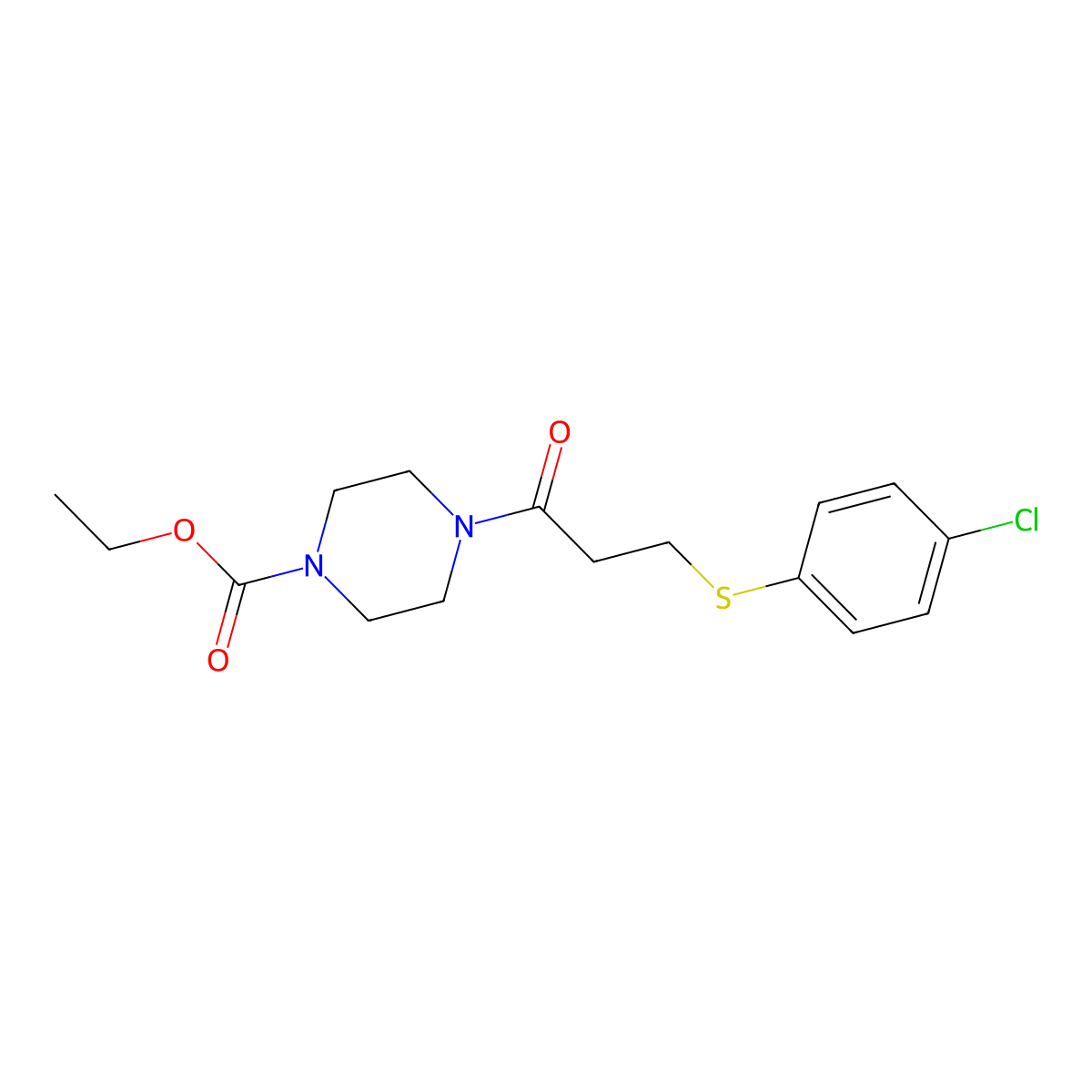 Ethyl 4-{3-[(4-chlorophenyl)sulfanyl]propanoyl}piperazine-1-carboxylate molecular structure, CAS 333745-69-0