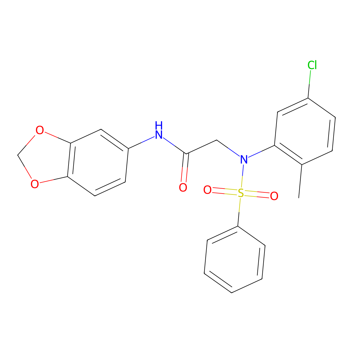 2-[N-(benzenesulfonyl)-5-chloro-2-methylanilino]-N-(1,3-benzodioxol-5-yl)acetamide molecular structure, CAS 333745-97-4