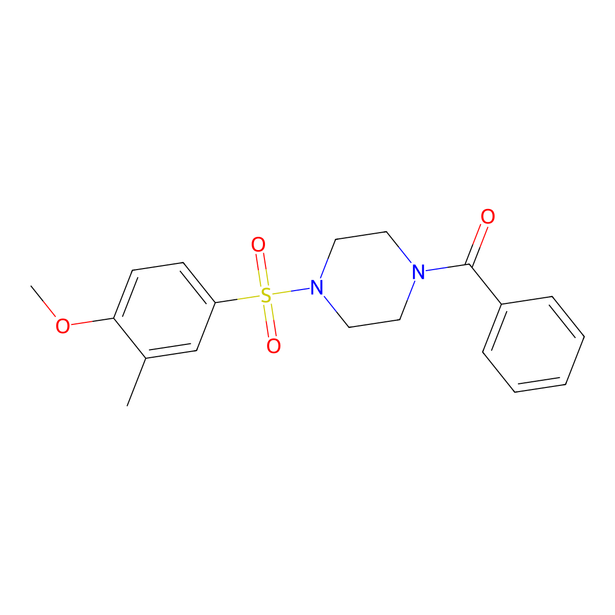 4-[(4-Benzoyl-1-piperazinyl)sulfonyl]-2-methylphenyl methyl ether molecular structure, CAS 333746-09-1