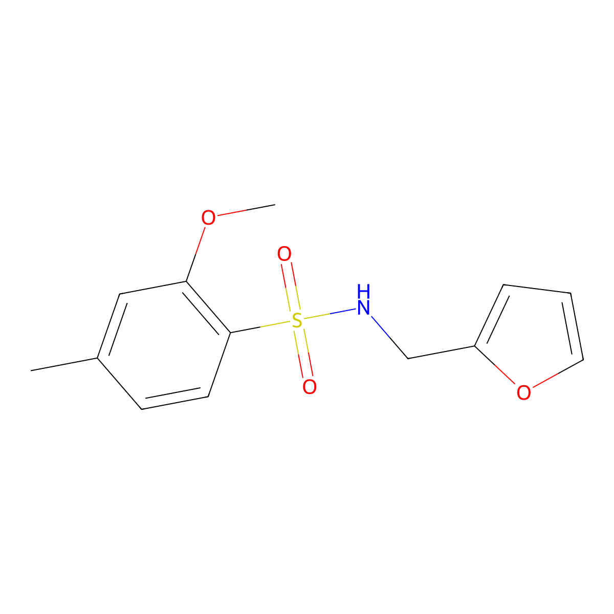 N-(furan-2-ylmethyl)-2-methoxy-4-methylbenzenesulfonamide molecular structure, CAS 333746-12-6