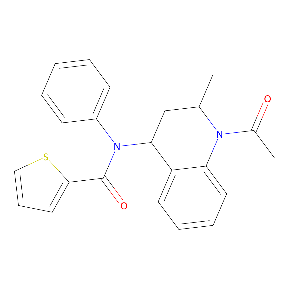 N-(1-acetyl-2-methyl-1,2,3,4-tetrahydroquinolin-4-yl)-N-phenylthiophene-2-carboxamide molecular structure, CAS 333746-32-0