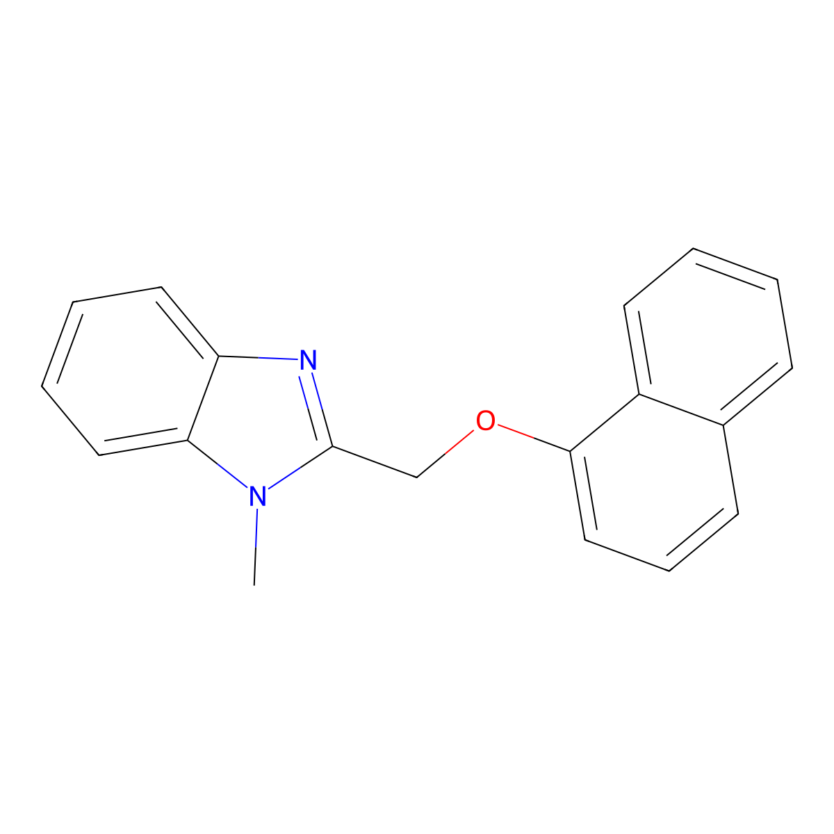 1-methyl-2-((naphthalen-1-yloxy)methyl)-1H-benzo[d]imidazole molecular structure, CAS 333746-97-7