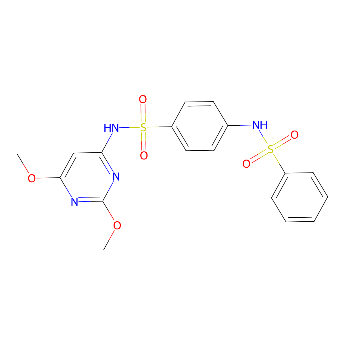 4-(benzenesulfonamido)-N-(2,6-dimethoxypyrimidin-4-yl)benzenesulfonamide molecular structure, CAS 333747-04-9