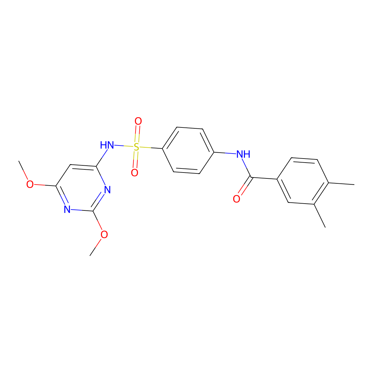 N-(4-(N-(2,6-dimethoxypyrimidin-4-yl)sulfamoyl)phenyl)-3,4-dimethylbenzamide molecular structure, CAS 333747-31-2