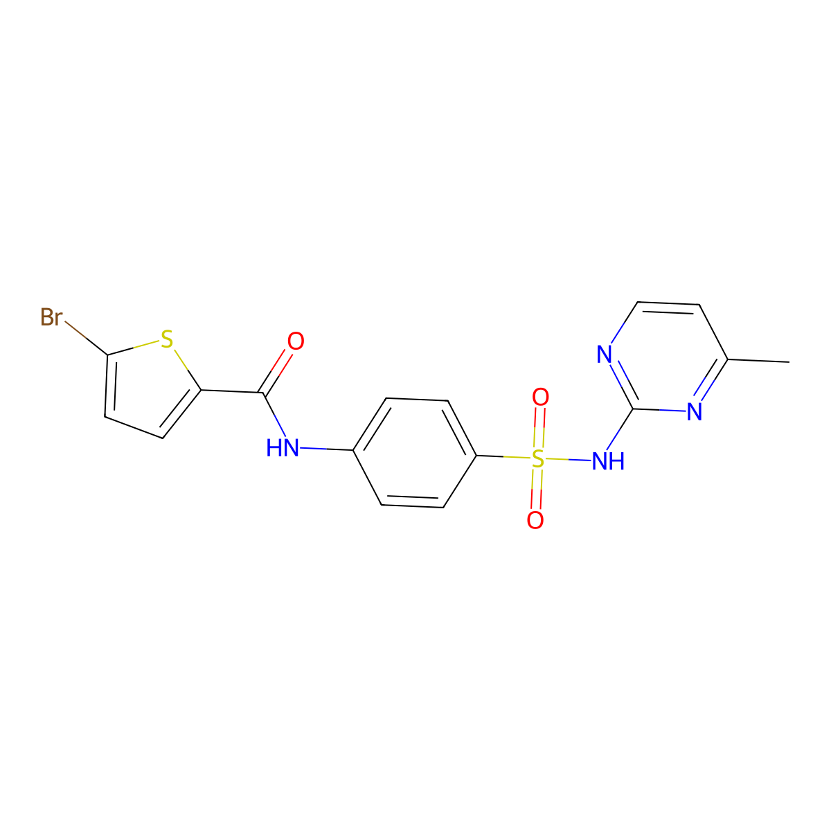 5-bromo-N-(4-(N-(4-methylpyrimidin-2-yl)sulfamoyl)phenyl)thiophene-2-carboxamide molecular structure, CAS 333747-33-4
