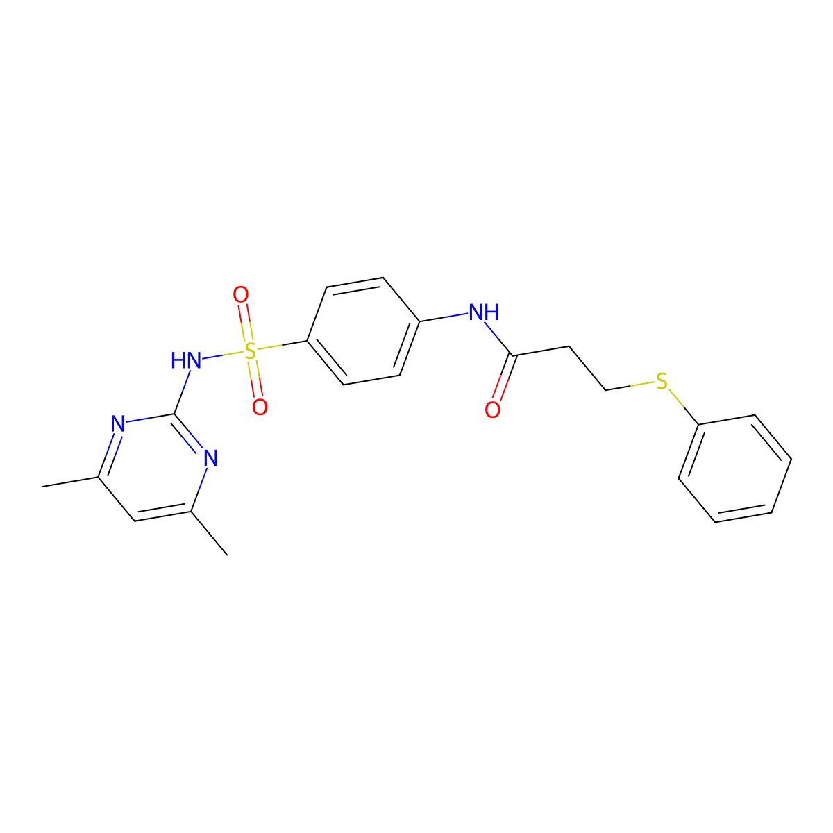 N-(4-(N-(4,6-dimethylpyrimidin-2-yl)sulfamoyl)phenyl)-3-(phenylthio)propanamide molecular structure, CAS 333747-34-5