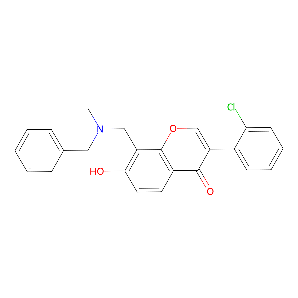 3-(2-Chlorophenyl)-7-hydroxy-8-{[methylbenzylamino]methyl}chromen-4-one molecular structure, CAS 333747-50-5