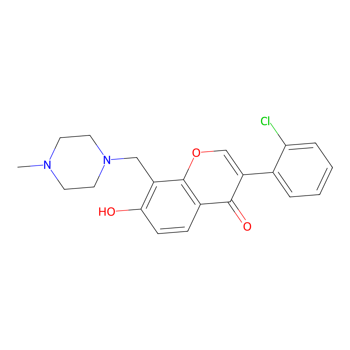 3-(2-chlorophenyl)-7-hydroxy-8-[(4-methylpiperazin-1-yl)methyl]-4H-chromen-4-one molecular structure, CAS 333747-51-6