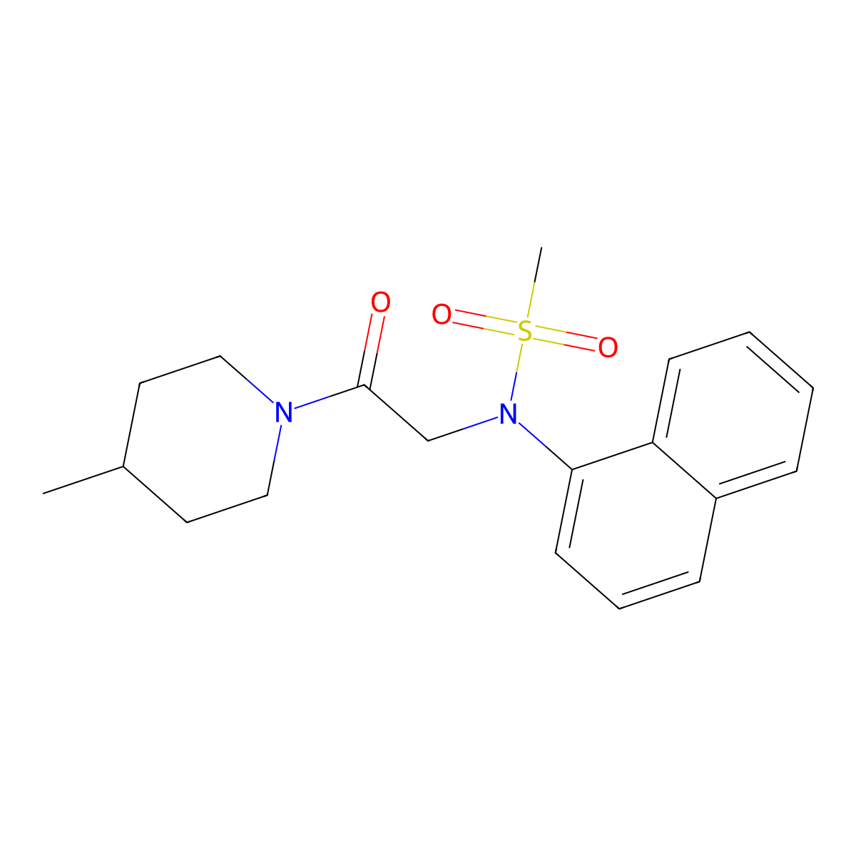 N-[2-(4-methylpiperidin-1-yl)-2-oxoethyl]-N-(naphthalen-1-yl)methanesulfonamide molecular structure, CAS 333747-56-1