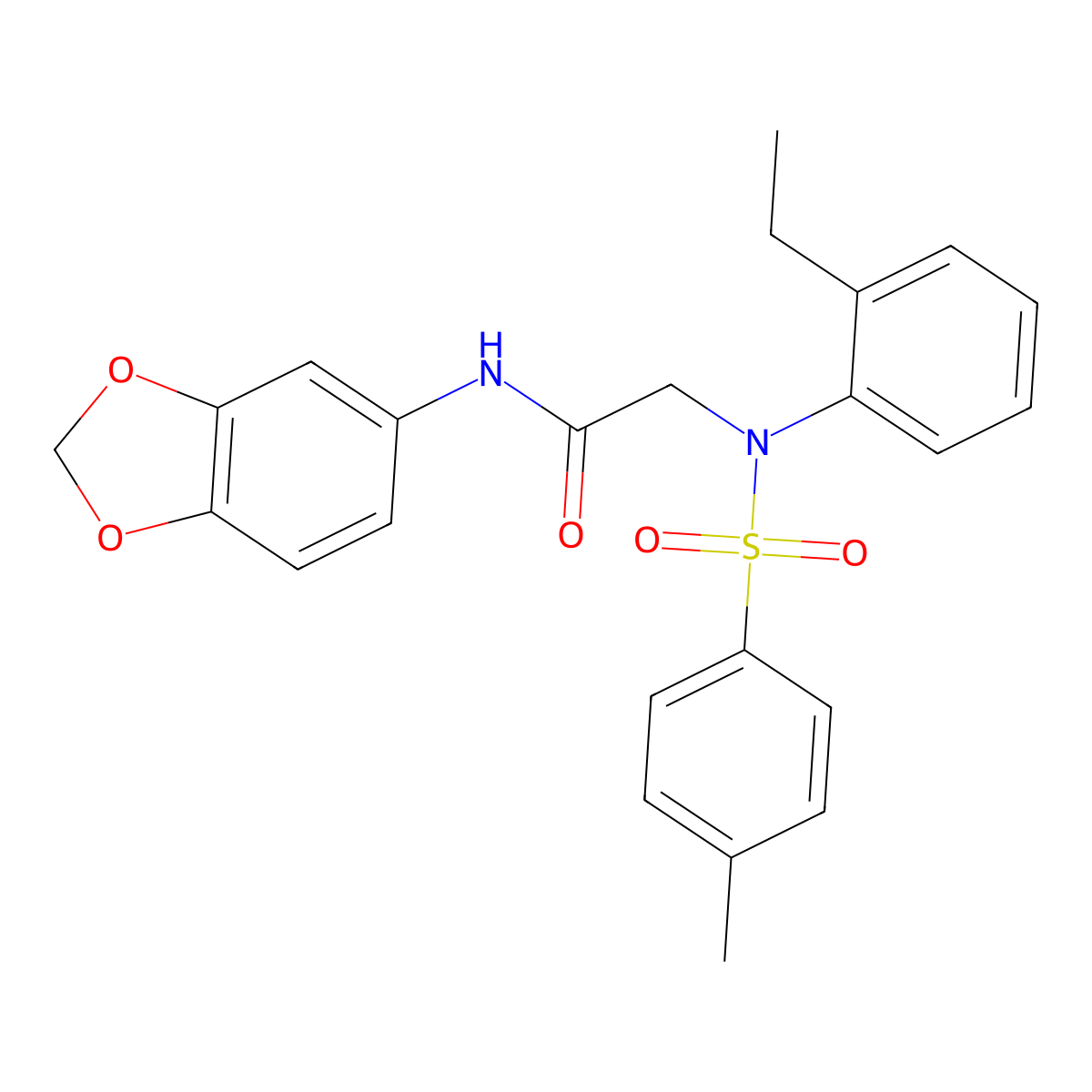 N-(1,3-benzodioxol-5-yl)-2-(2-ethyl-N-(4-methylphenyl)sulfonylanilino)acetamide molecular structure, CAS 333747-66-3