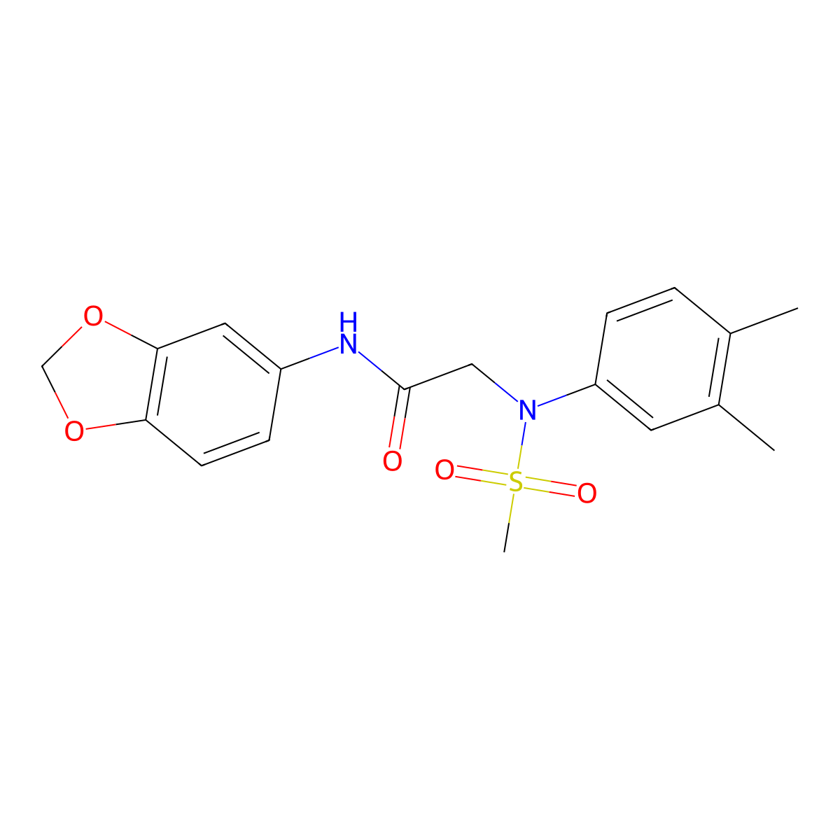 N-(1,3-benzodioxol-5-yl)-2-(3,4-dimethyl-N-methylsulfonylanilino)acetamide molecular structure, CAS 333747-77-6