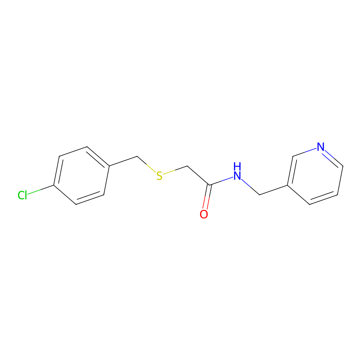2-[(4-chlorophenyl)methylsulfanyl]-N-(pyridin-3-ylmethyl)acetamide molecular structure, CAS 333747-81-2