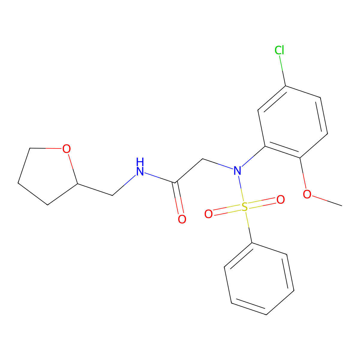 2-[N-(benzenesulfonyl)-5-chloro-2-methoxyanilino]-N-(oxolan-2-ylmethyl)acetamide molecular structure, CAS 333747-98-1
