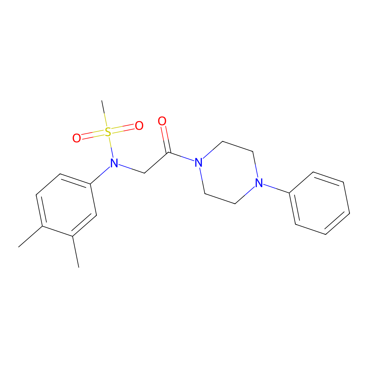 N-(3,4-dimethylphenyl)-N-[2-oxo-2-(4-phenylpiperazin-1-yl)ethyl]methanesulfonamide molecular structure, CAS 333747-99-2