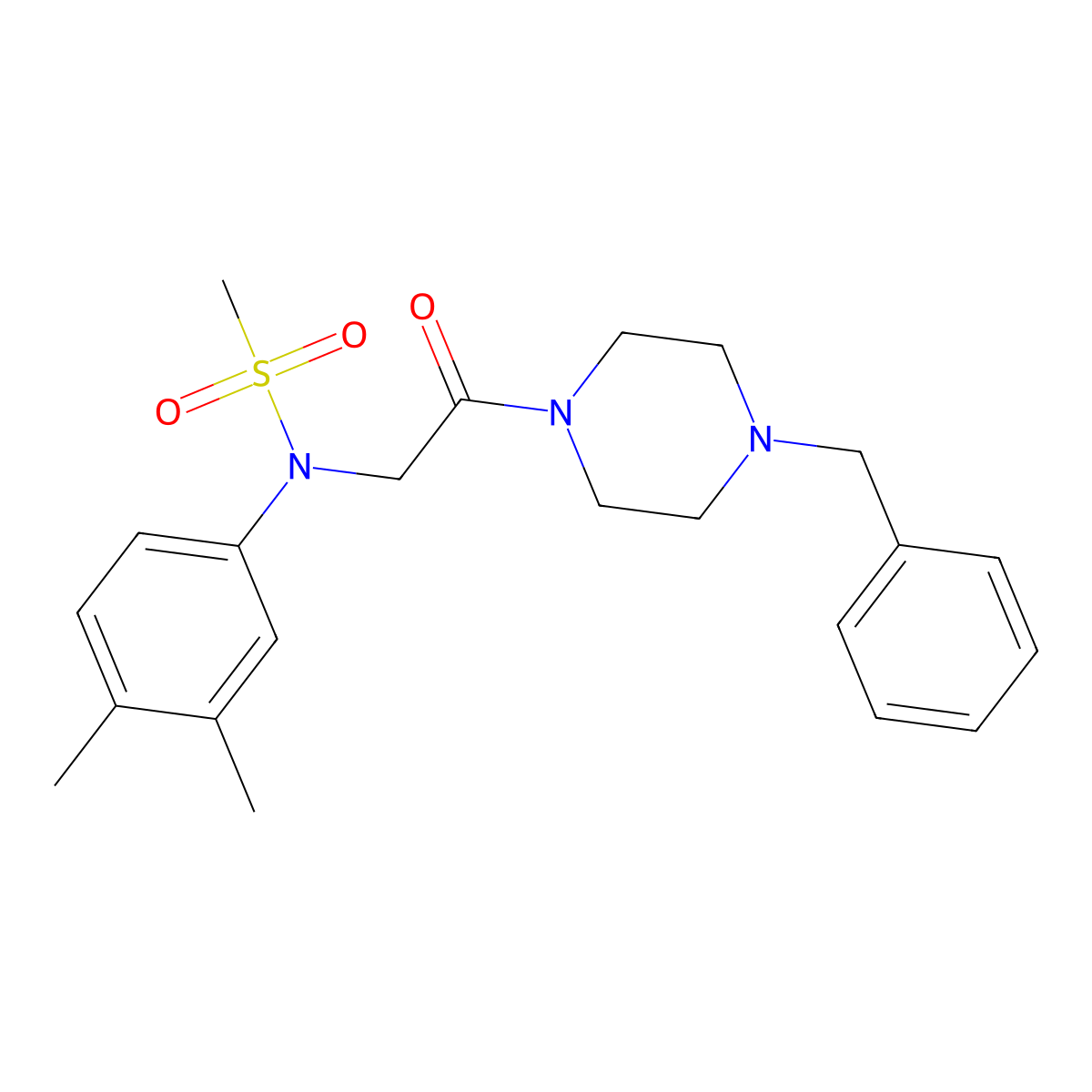 N-[2-(4-benzylpiperazin-1-yl)-2-oxoethyl]-N-(3,4-dimethylphenyl)methanesulfonamide molecular structure, CAS 333749-12-5