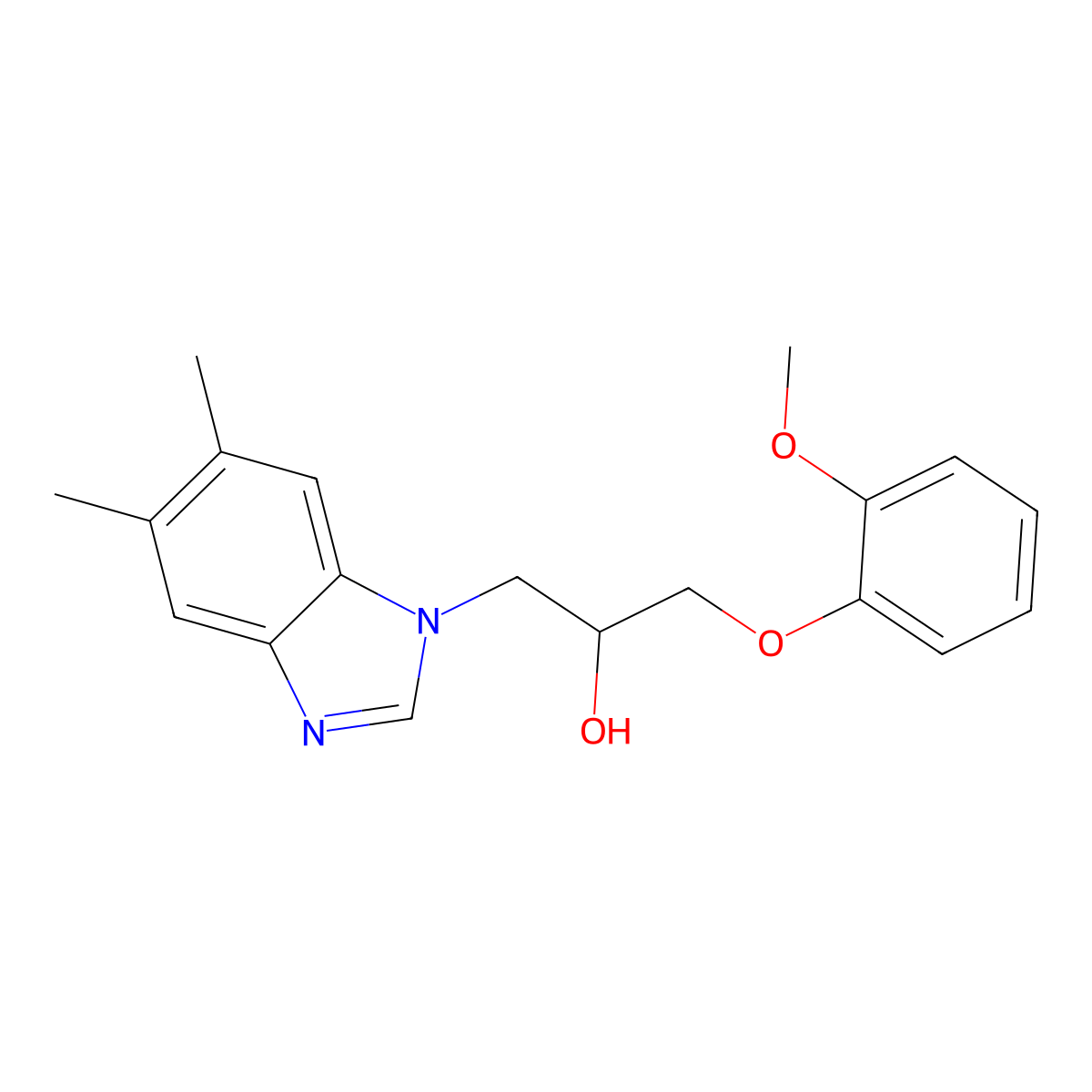 1-(5,6-Dimethylbenzimidazol-1-yl)-3-(2-methoxyphenoxy)propan-2-ol molecular structure, CAS 333749-48-7
