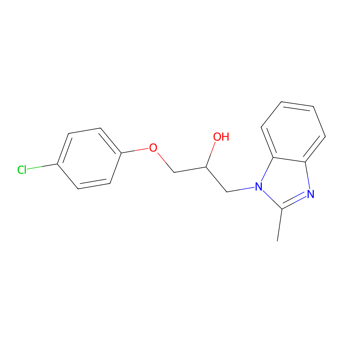 1-(4-Chloro-phenoxy)-3-(2-methyl-benzoimidazol-1-yl)-propan-2-ol molecular structure, CAS 333749-50-1