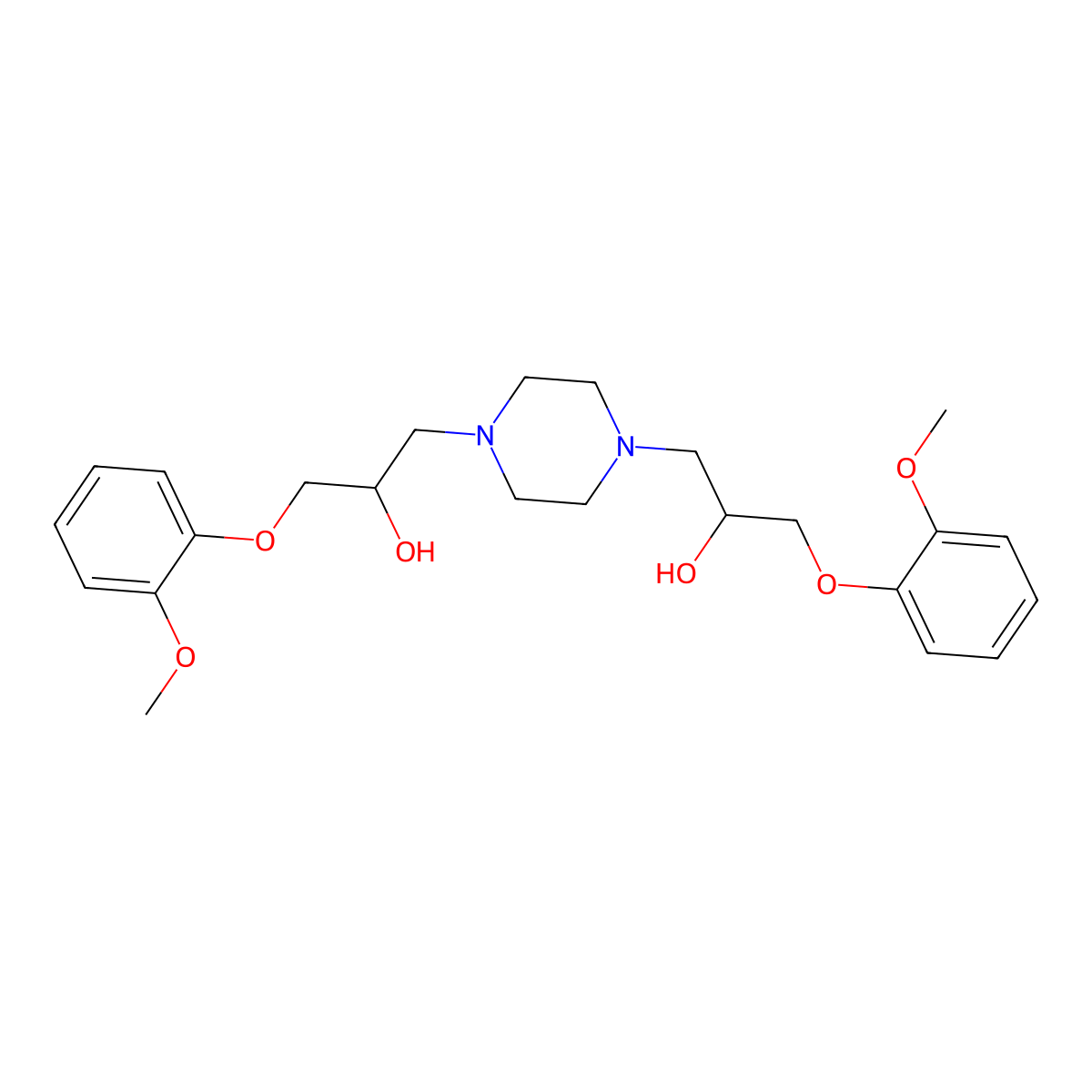 1-[4-[2-Hydroxy-3-(2-methoxyphenoxy)propyl]piperazin-1-yl]-3-(2-methoxyphenoxy)propan-2-ol molecular structure, CAS 333749-57-8