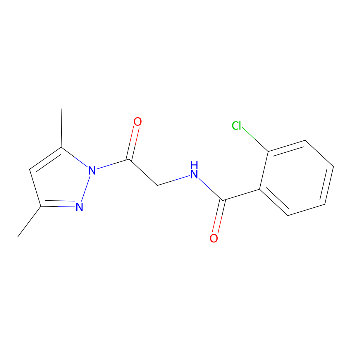 2-chloro-N-[2-(3,5-dimethyl-1H-pyrazol-1-yl)-2-oxoethyl]benzamide molecular structure, CAS 333749-63-6