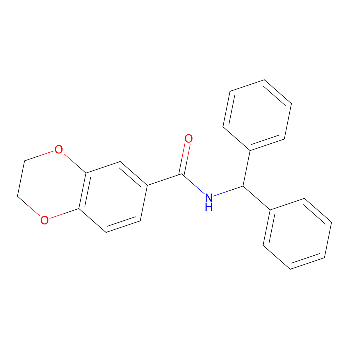 N-benzhydryl-2,3-dihydro-1,4-benzodioxine-6-carboxamide molecular structure, CAS 333749-69-2